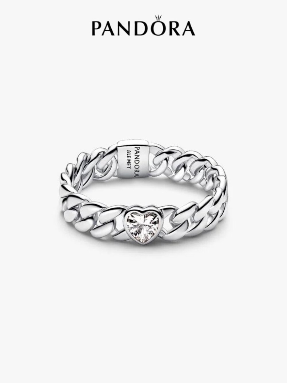 Pandora Heart Cuban Chain Ring